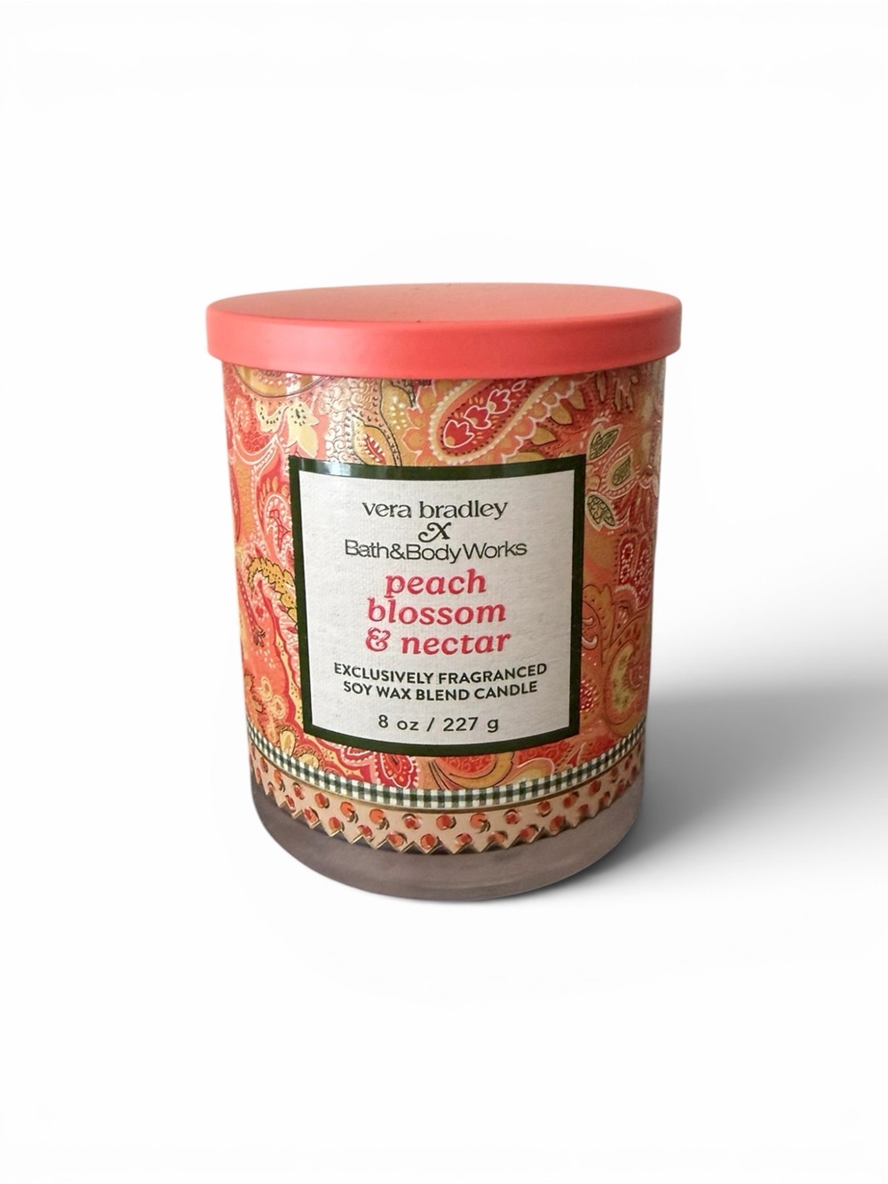 Vera Bradley x Bath & Body Works Peach Blossom & Nectar Single Wick Candle 8 oz